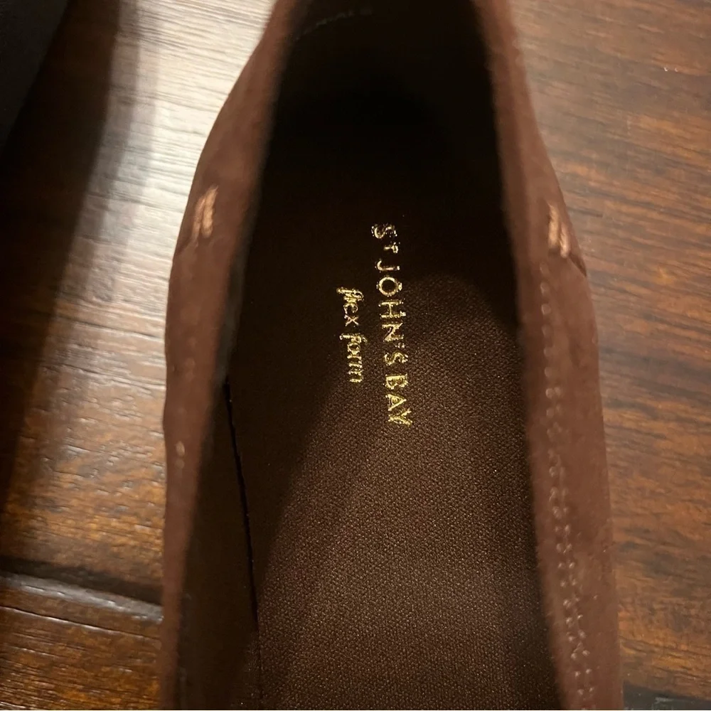 St John’s Bay Pemba Dark Brown Wedge Slip On Loafer w/ Flex Form Inserts Size 8